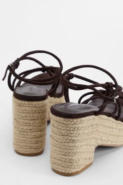 Compensées Espadrilles À Brides Avec Détail Nœud En Synthétique