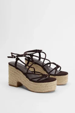 Compensées Espadrilles À Brides Avec Détail Nœud En Synthétique