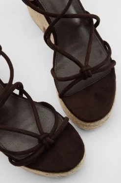 Compensées Espadrilles À Brides Avec Détail Nœud En Synthétique