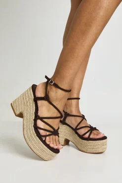 Compensées Espadrilles À Brides Avec Détail Nœud En Synthétique