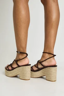 Compensées Espadrilles À Brides Avec Détail Nœud En Synthétique