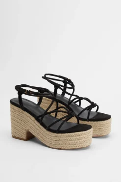 Compensées Espadrilles À Brides Nouées En Synthétique