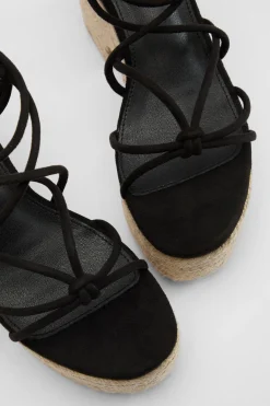 Compensées Espadrilles À Brides Nouées En Synthétique