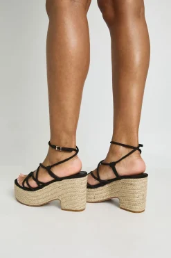 Compensées Espadrilles À Brides Nouées En Synthétique