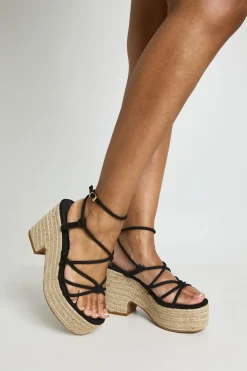 Compensées Espadrilles À Brides Nouées En Synthétique