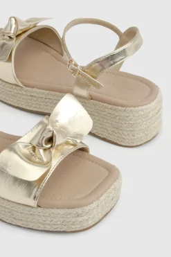 Compensées Espadrilles À Brides Nouées Coupe Large