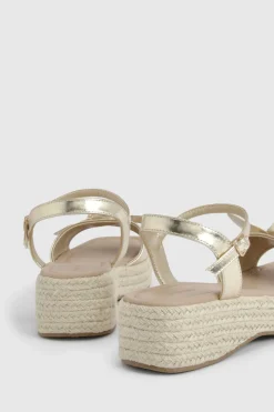 Compensées Espadrilles À Brides Nouées Coupe Large