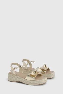 Compensées Espadrilles À Brides Nouées Coupe Large