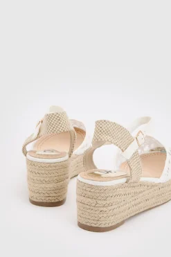 Compensées Pattie À Bout Fermé Avec Bride Cheville Et Dentelle Textile