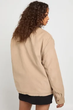 Contrast Collar Oversized Barn Jacket