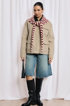 Contrast Collar Oversized Barn Jacket