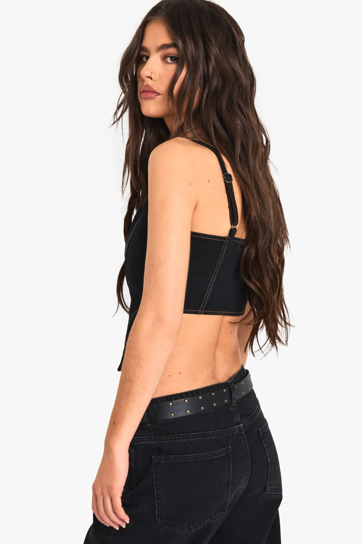 boohoo Contrast Stitch Corset<Femme Denim|Denim