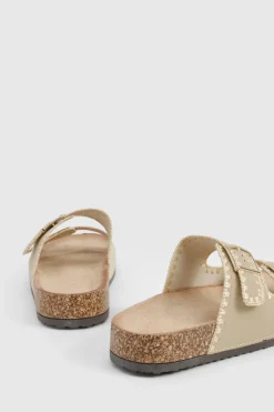 Contrast Stitch Detail Double Buckle Sliders