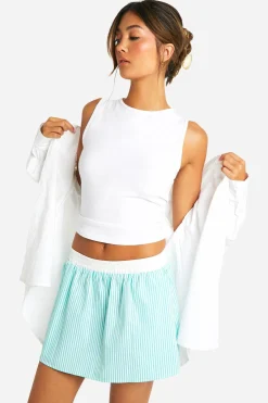 boohoo Contrast Waistband Striped Mini Skirt<Femme Jupes|Jupes
