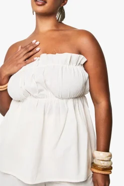 Coordonné grande taille en effet lin avec bandeau long et pantalon à jambe large