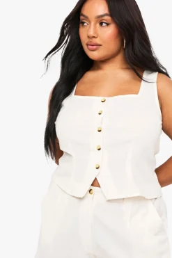 Coordonné Look Lin : Haut à encolure carrée avec boutons sur le devant et shorts sur mesure
