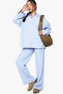 Coordonné rayé surdimensionné chemise et pantalon