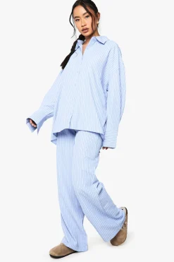 Coordonné rayé surdimensionné chemise et pantalon