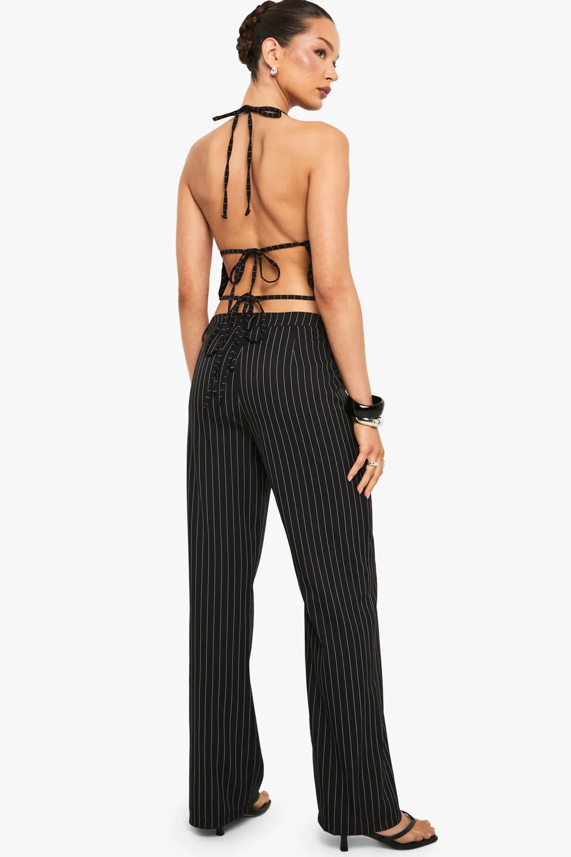 Coordonné rayé tissé Halter Co-Ord