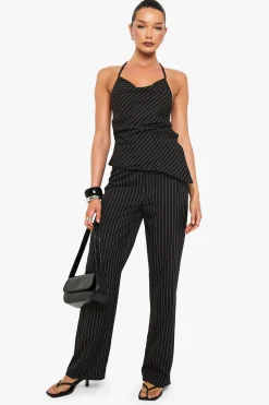 Coordonné rayé tissé Halter Co-Ord