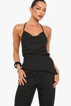 Coordonné rayé tissé Halter Co-Ord