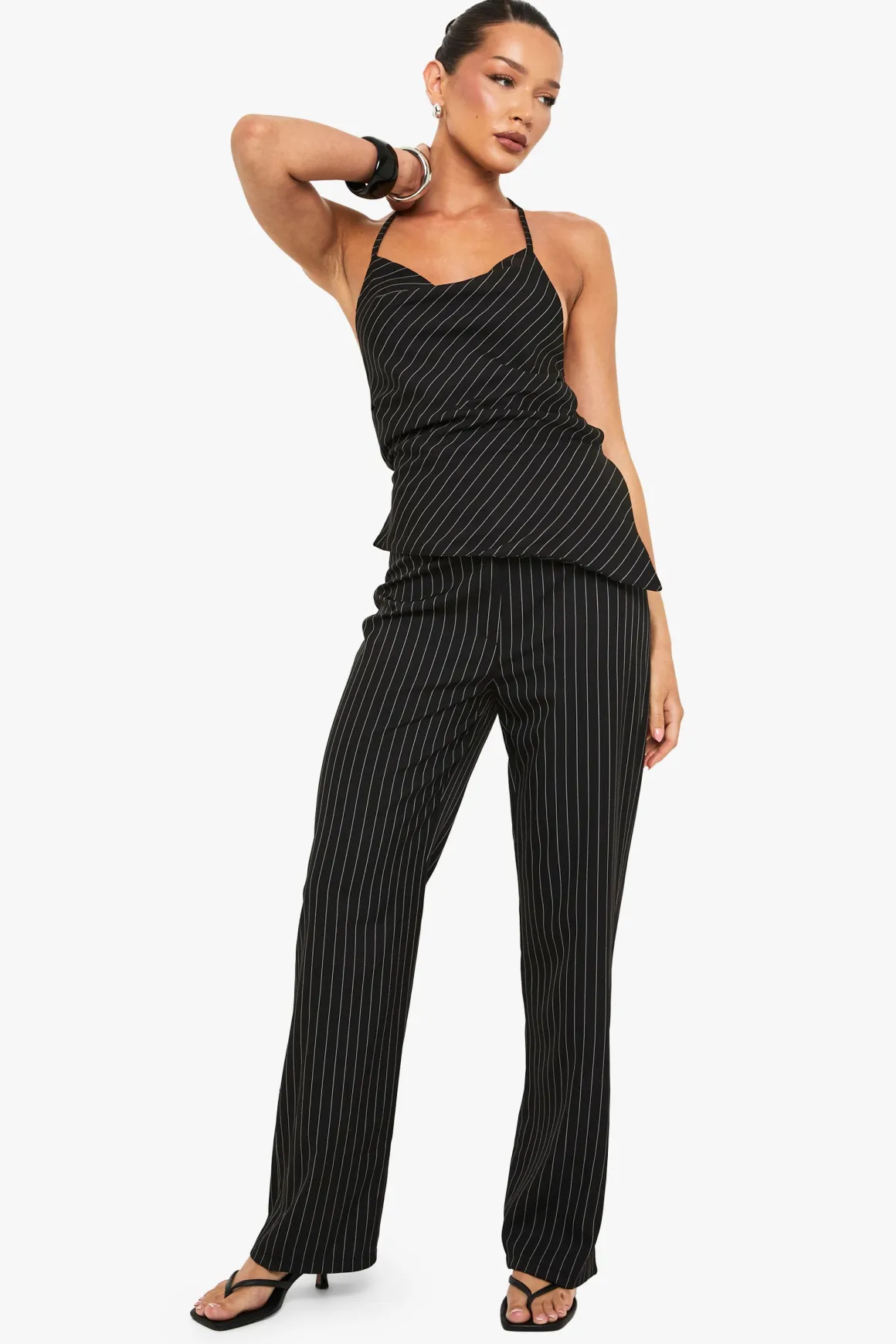 Coordonné rayé tissé Halter Co-Ord