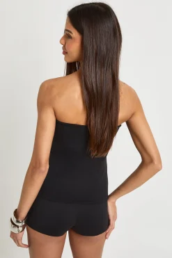 boohoo Corset bandeau en coton Touch avec fermeture à crochets et œillets<Femme Tops