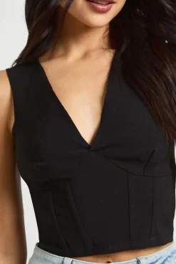 boohoo Corset Décolleté Plongeant en Bengaline<Femme Tops