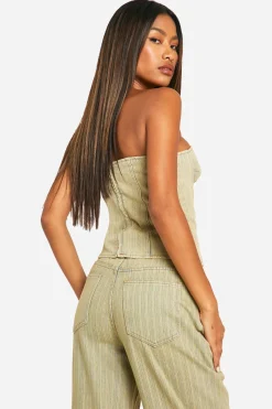 boohoo Corset en denim au lavage teinté<Femme Denim|Denim