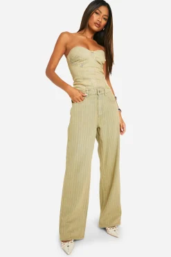 boohoo Corset en denim au lavage teinté<Femme Denim|Denim