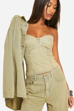 boohoo Corset en denim au lavage teinté<Femme Denim|Denim