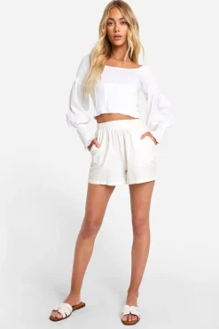 Corset en lin plissé à effet lin avec baleines