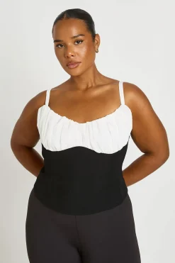 boohoo Corset Grande Taille En Mousseline Contrastée<Femme Tops