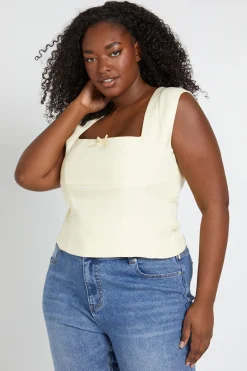 boohoo Corset Grande Taille À Manches Courtes Avec Nœud Décoratif<Femme Tops