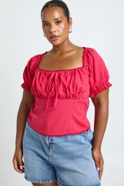 Corset Grande Taille À Manches Bouffantes Et Boutonnage Devant