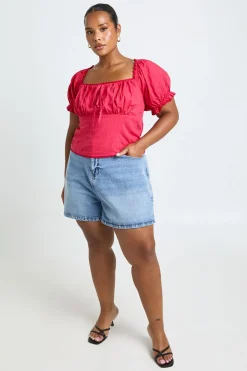 Corset Grande Taille À Manches Bouffantes Et Boutonnage Devant