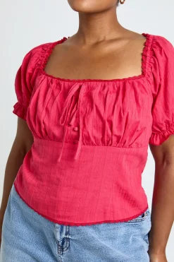 Corset Grande Taille À Manches Bouffantes Et Boutonnage Devant