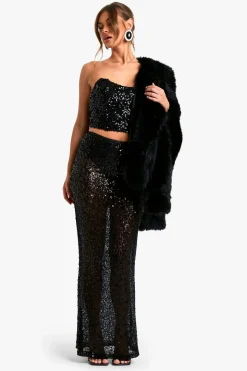 Corset longline à sequins sans bretelles
