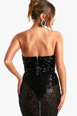 Corset longline à sequins sans bretelles