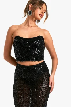 Corset longline à sequins sans bretelles