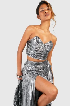 Corset métallique plissé à encolure cœur