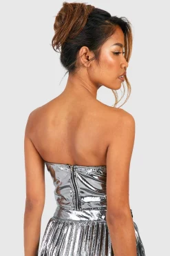 Corset métallique plissé à encolure cœur