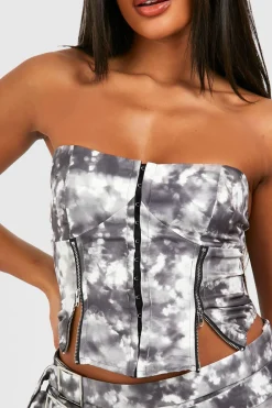 boohoo Corset tie-dye à zip sur le devant<Femme Tops