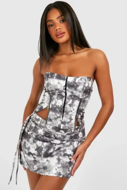 boohoo Corset tie-dye à zip sur le devant<Femme Tops