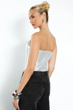 Corset à zip frontal et détails de bandage