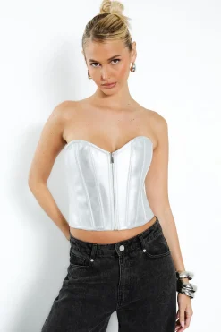 Corset à zip frontal et détails de bandage