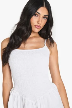 boohoo Cotton Shirred Flippy Playsuit<Femme Combinaisons Et Combishorts