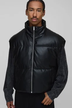 boohooMAN Coupe boxy, ourlet incurvé, gilet doudoune synthétique<Homme Manteaux Et Vestes