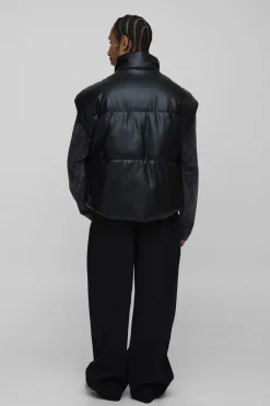 boohooMAN Coupe boxy, ourlet incurvé, gilet doudoune synthétique<Homme Manteaux Et Vestes