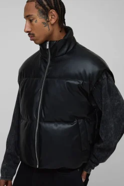 boohooMAN Coupe boxy, ourlet incurvé, gilet doudoune synthétique<Homme Manteaux Et Vestes